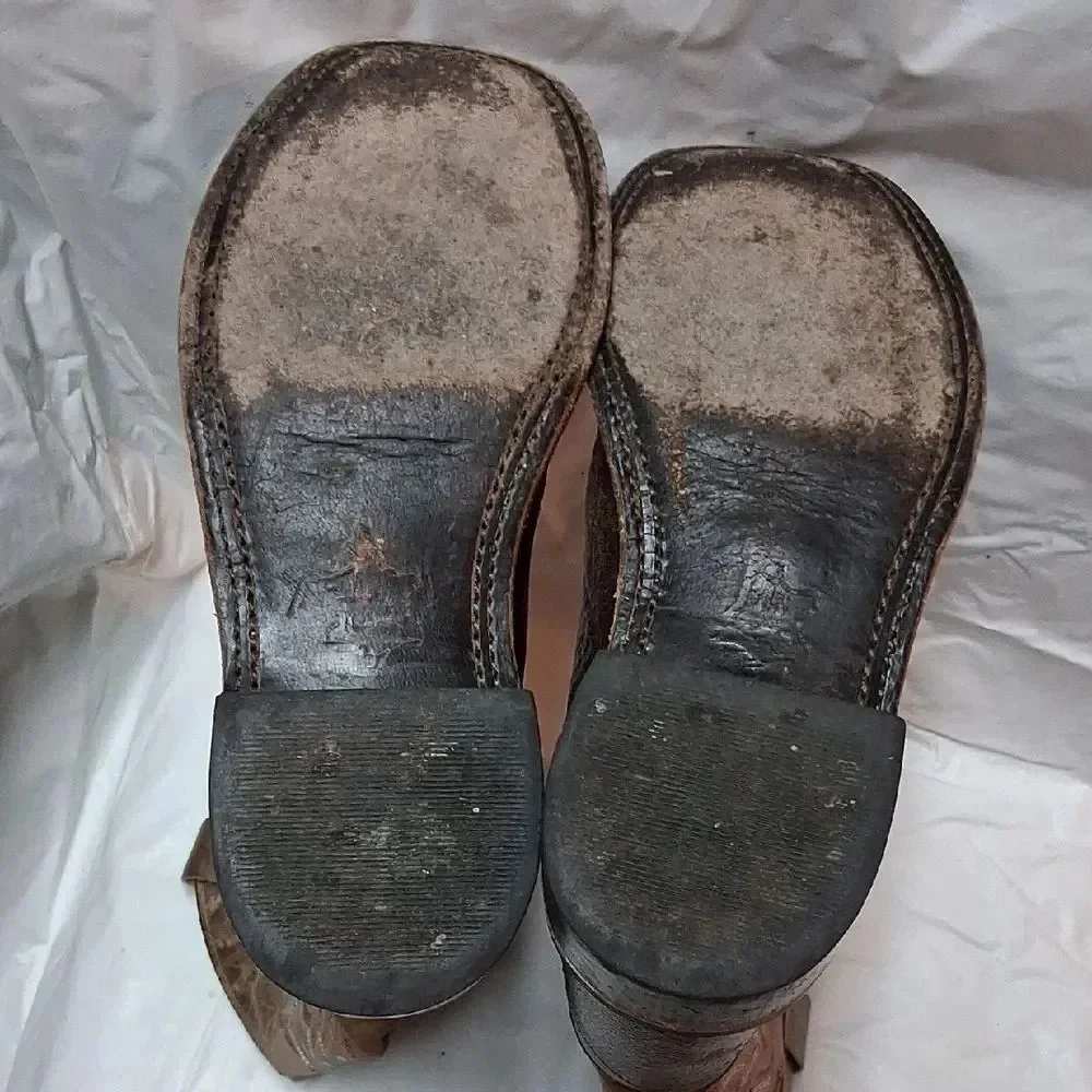 Old West Brown Leather Cowboy Boots